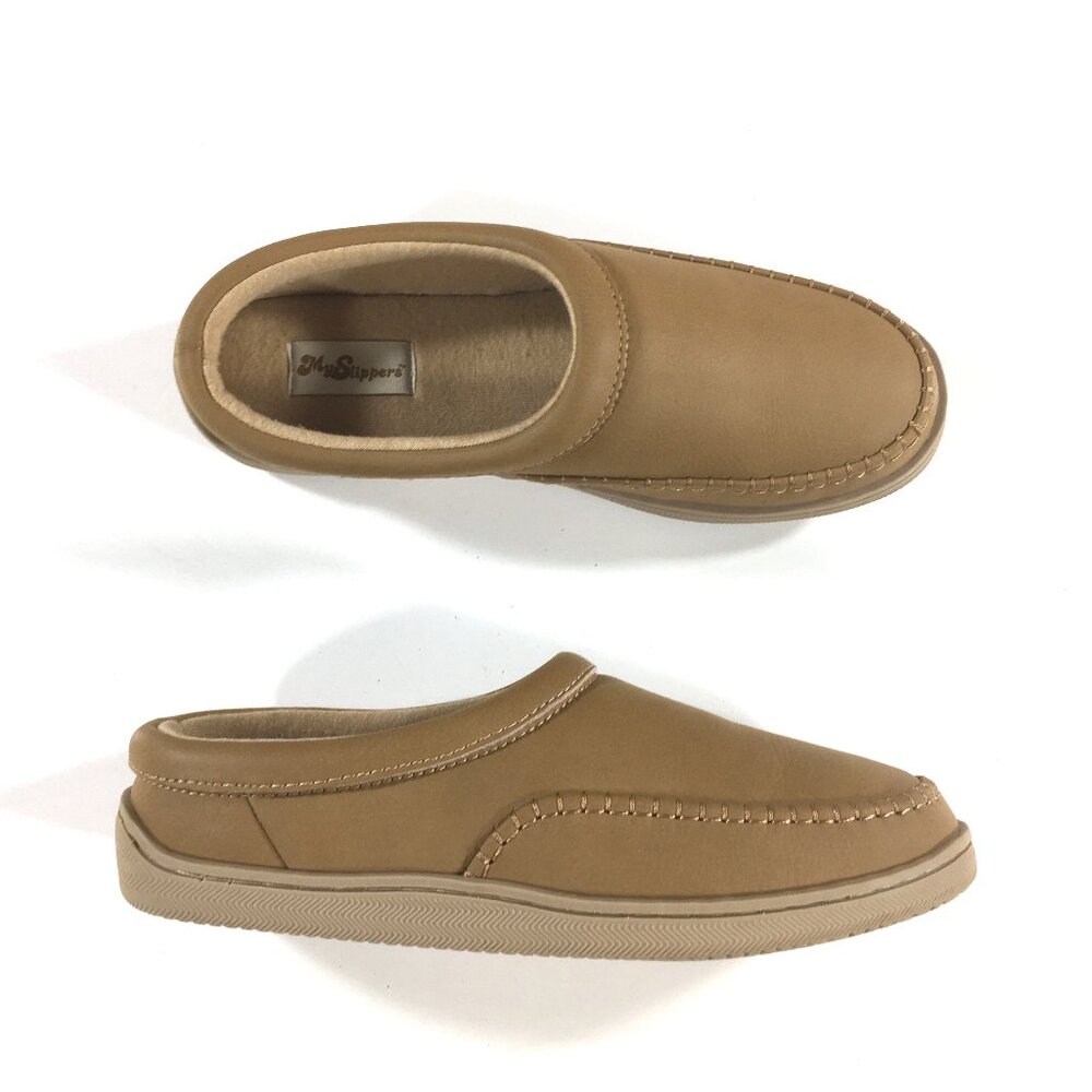 My Slippers Moccasin Slippers Womens Size 9 Tan Leather 74472